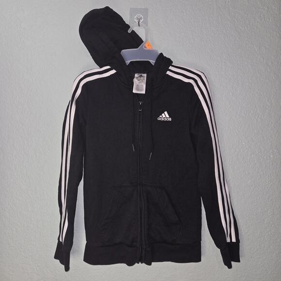 Adidas Essentials Fleece 3-Stripes Full Zip Men's Hoodie Black sz XS - Picture 1 of 11